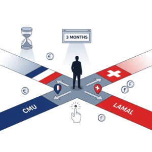 llustration : Frontalier suisse face au choix crucial CMU ou LAMal, délai 3 mois irrévocable.